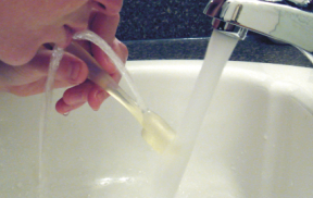 Illustration for article titled Brush & Rinse Toothbrush Creates Mini Water Fountain